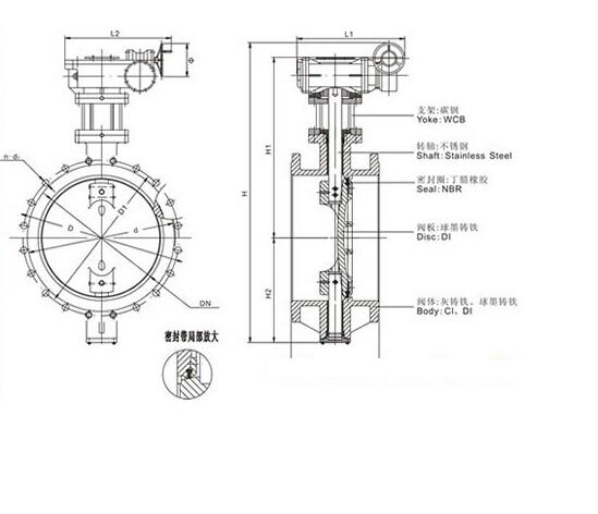 双偏心蝶阀结构图