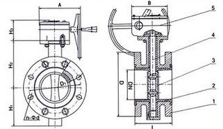 d41j/d341j手动衬胶蝶阀结构图
