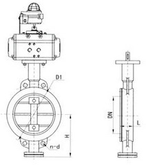 d673h气动对夹式式层次硬密封蝶阀结构图