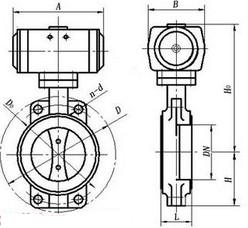 d671x对夹式气动软密封蝶阀结构图