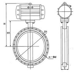 D641x气动法兰蝶阀结构图
