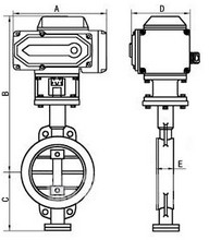 D973h电动硬密封对夹蝶阀结构图