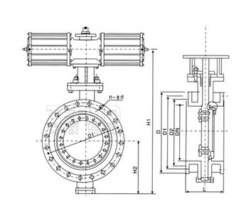 d643h气动硬密封蝶阀结构图